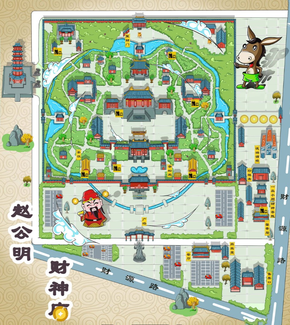龙海寺庙类手绘地图